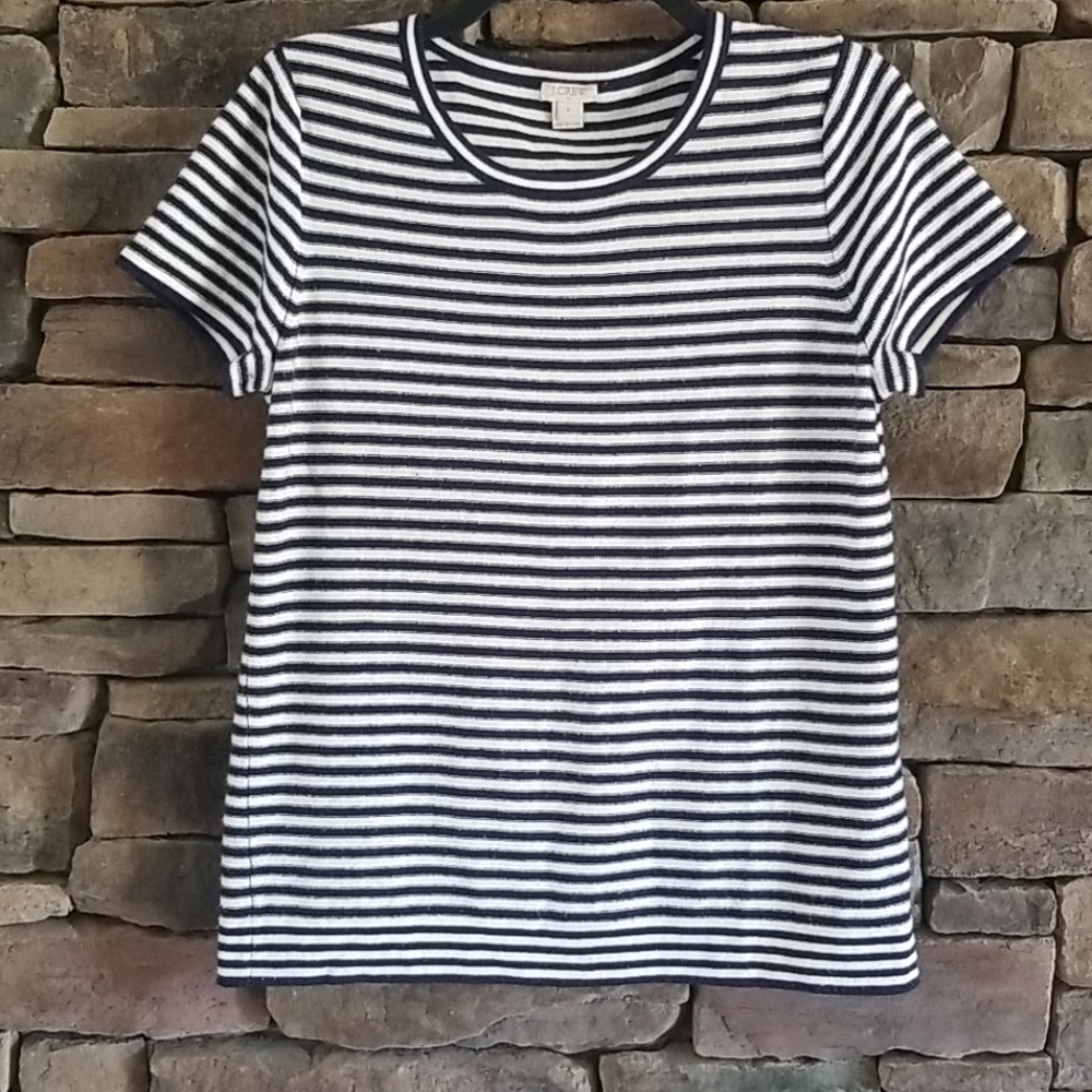 J. Crew Stripe Short Sleeve Sweater